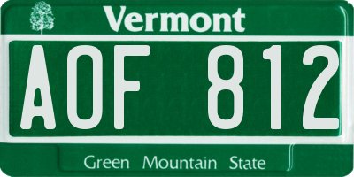 VT license plate AOF812