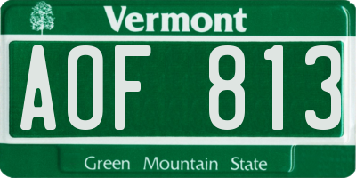 VT license plate AOF813