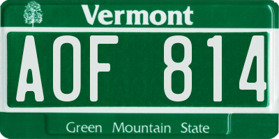 VT license plate AOF814
