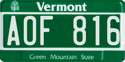 VT license plate AOF816