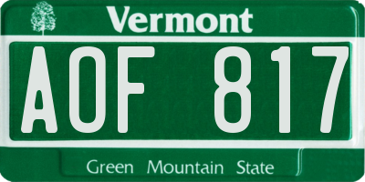 VT license plate AOF817