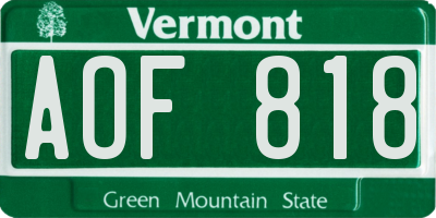 VT license plate AOF818