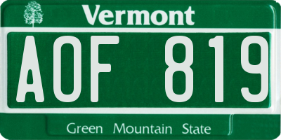 VT license plate AOF819