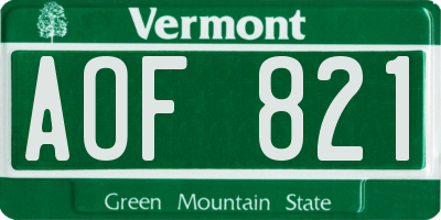VT license plate AOF821