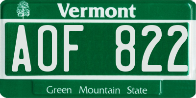 VT license plate AOF822