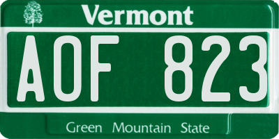 VT license plate AOF823