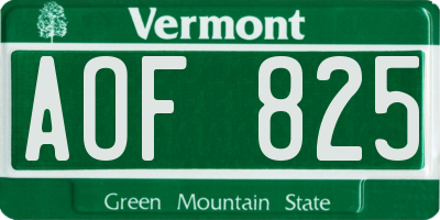 VT license plate AOF825