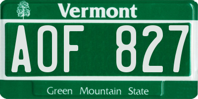 VT license plate AOF827