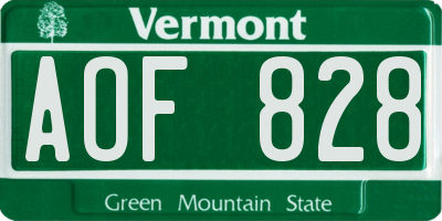 VT license plate AOF828