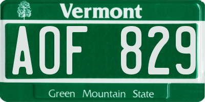VT license plate AOF829