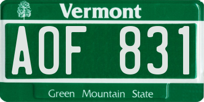 VT license plate AOF831