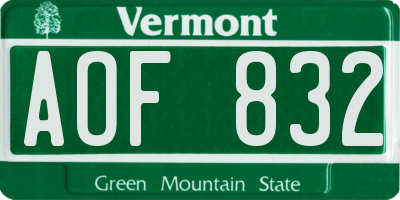 VT license plate AOF832
