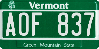 VT license plate AOF837
