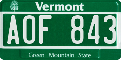 VT license plate AOF843