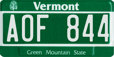 VT license plate AOF844