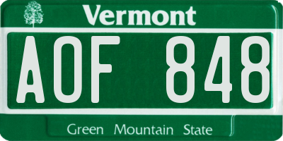 VT license plate AOF848
