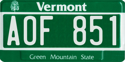 VT license plate AOF851