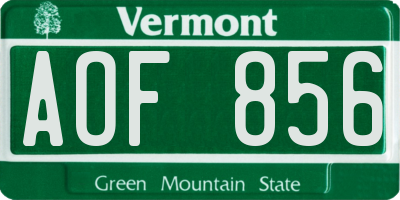 VT license plate AOF856