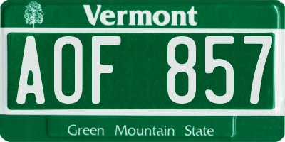 VT license plate AOF857