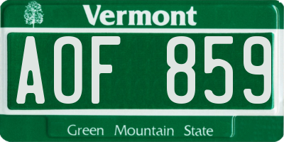 VT license plate AOF859
