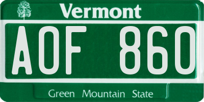 VT license plate AOF860