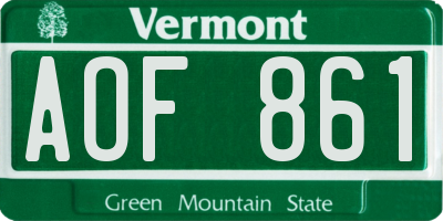 VT license plate AOF861