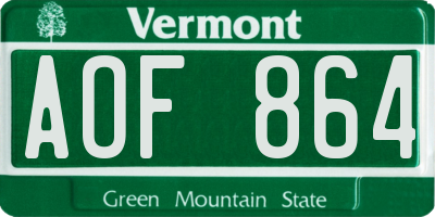 VT license plate AOF864