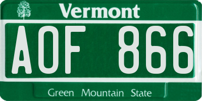 VT license plate AOF866