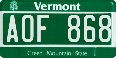 VT license plate AOF868