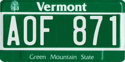 VT license plate AOF871