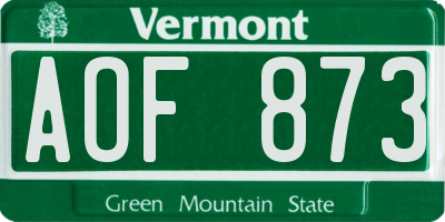 VT license plate AOF873