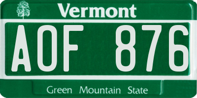 VT license plate AOF876