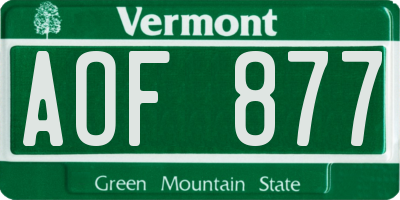 VT license plate AOF877