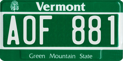 VT license plate AOF881