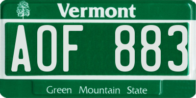 VT license plate AOF883