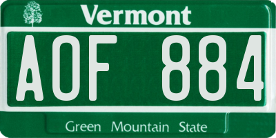 VT license plate AOF884