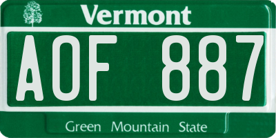 VT license plate AOF887