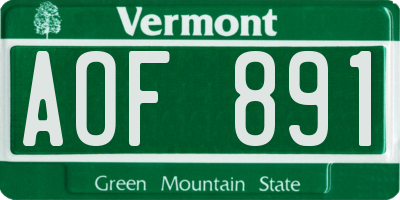 VT license plate AOF891