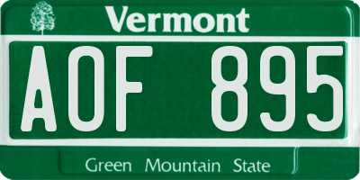 VT license plate AOF895