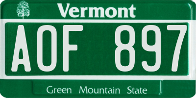 VT license plate AOF897
