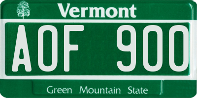 VT license plate AOF900