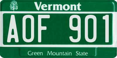 VT license plate AOF901