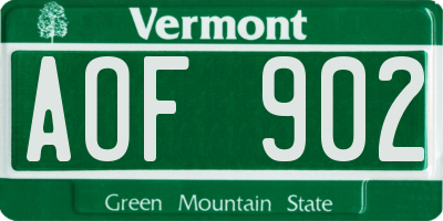 VT license plate AOF902