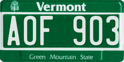 VT license plate AOF903