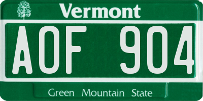VT license plate AOF904