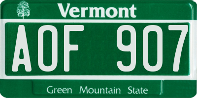 VT license plate AOF907