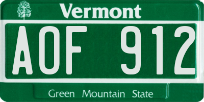 VT license plate AOF912