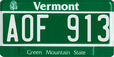 VT license plate AOF913