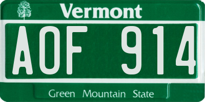 VT license plate AOF914