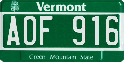 VT license plate AOF916